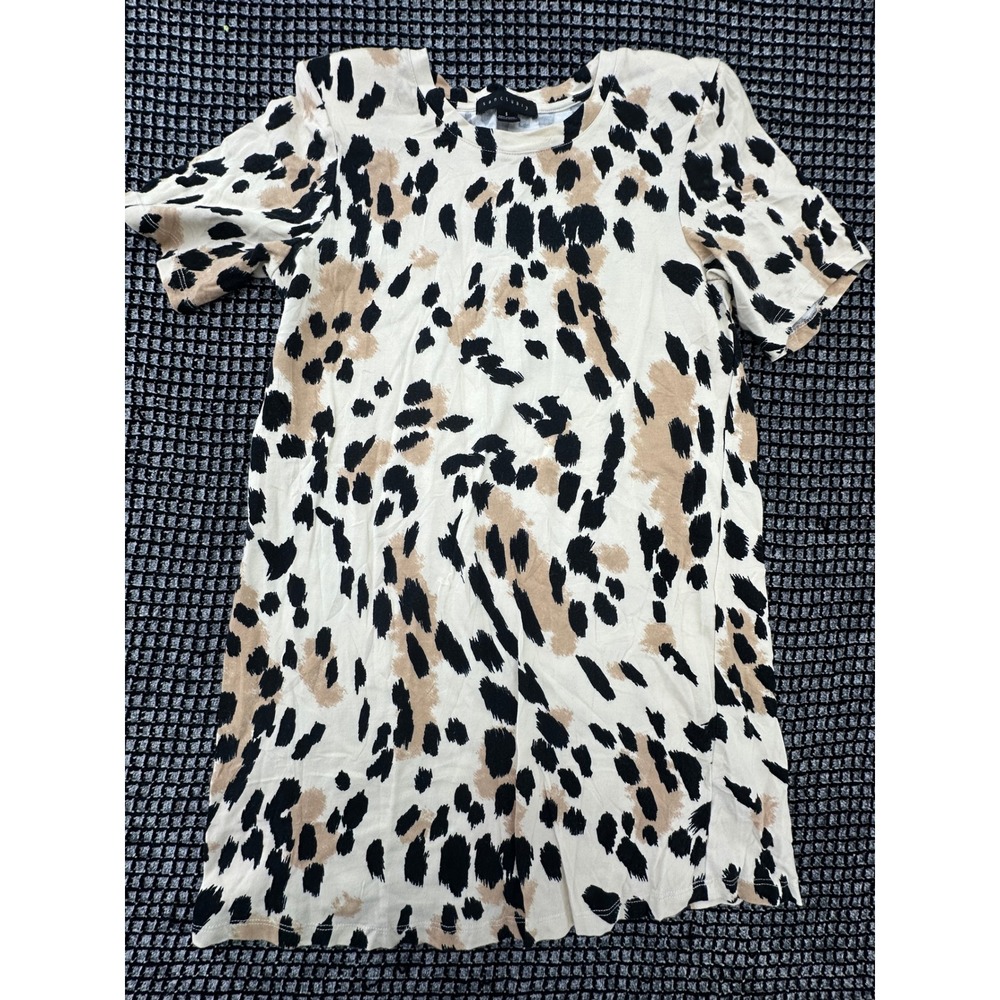 Sanctuary T-Shirt Dress Womens Small Tan Leopard Excellent Short Sleeve Crewneck